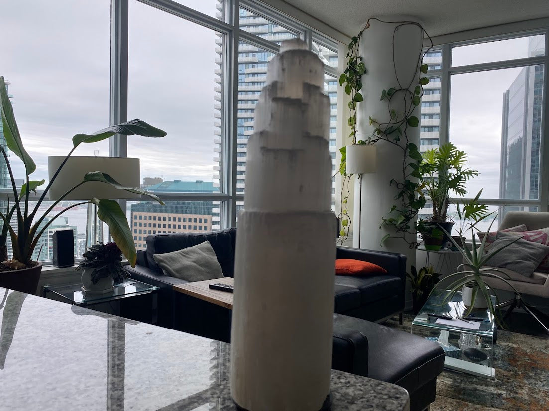 Selenite Tower Lamp