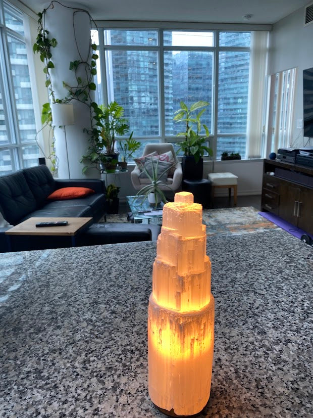 Selenite Tower Lamp