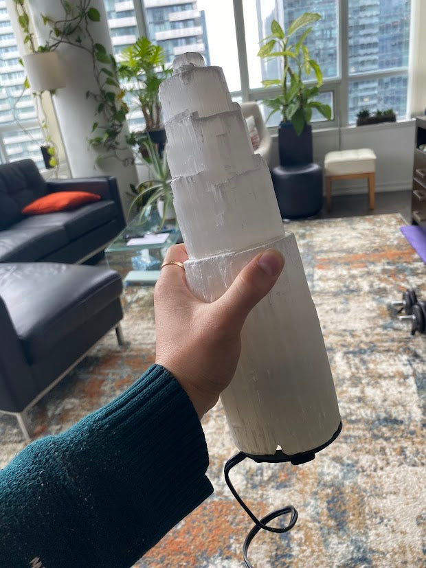 Selenite Tower Lamp