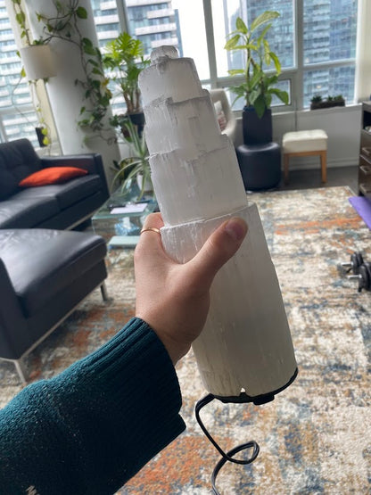 Selenite Tower Lamp