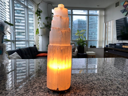 Selenite Tower Lamp