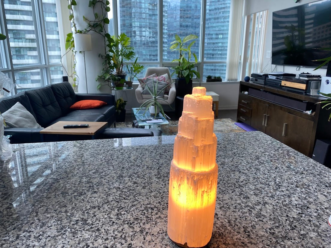 Selenite Tower Lamp