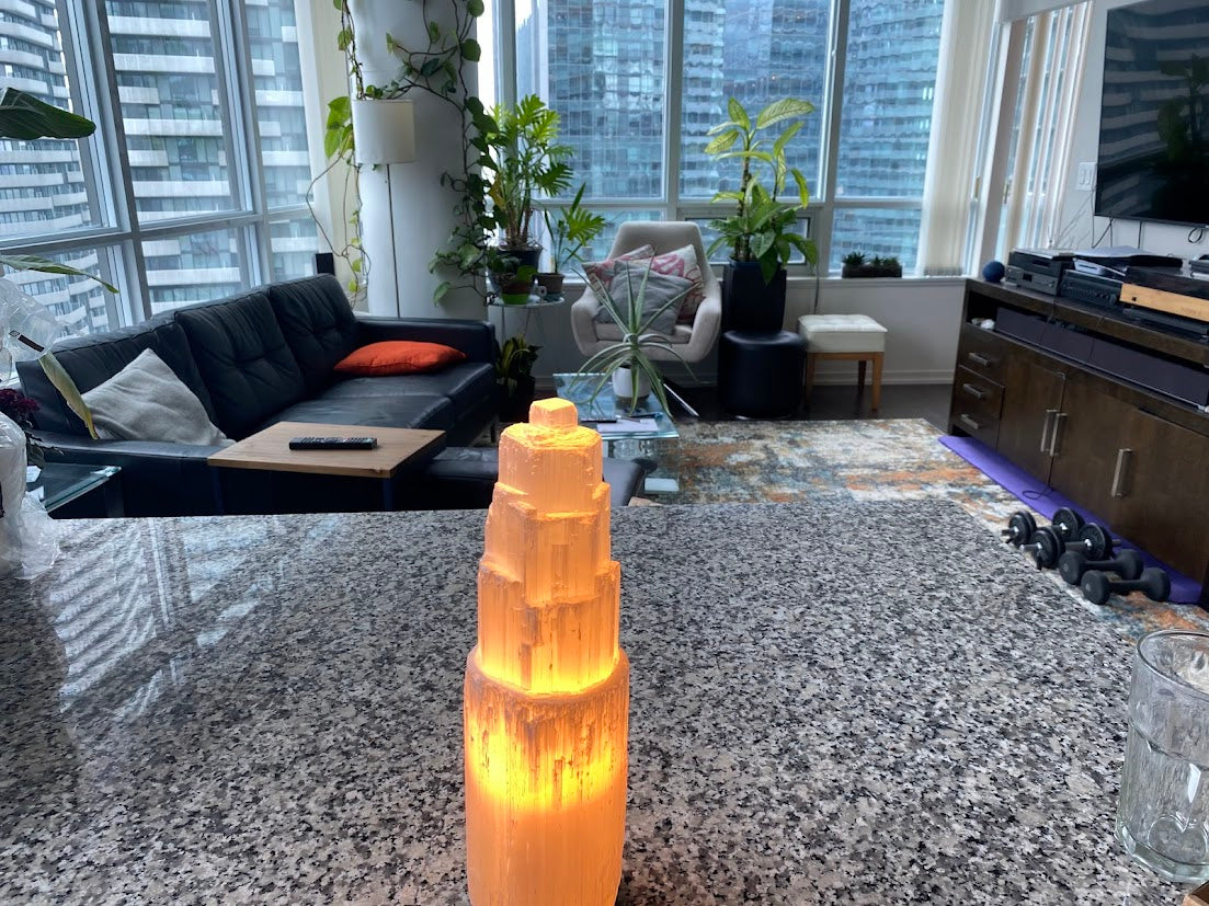 Selenite Tower Lamp