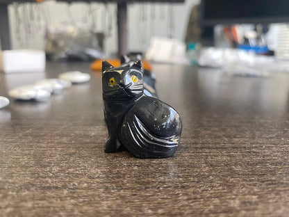 Onyx Black Cat Carvings