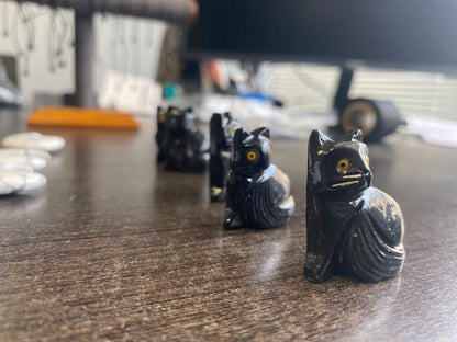Onyx Black Cat Carvings