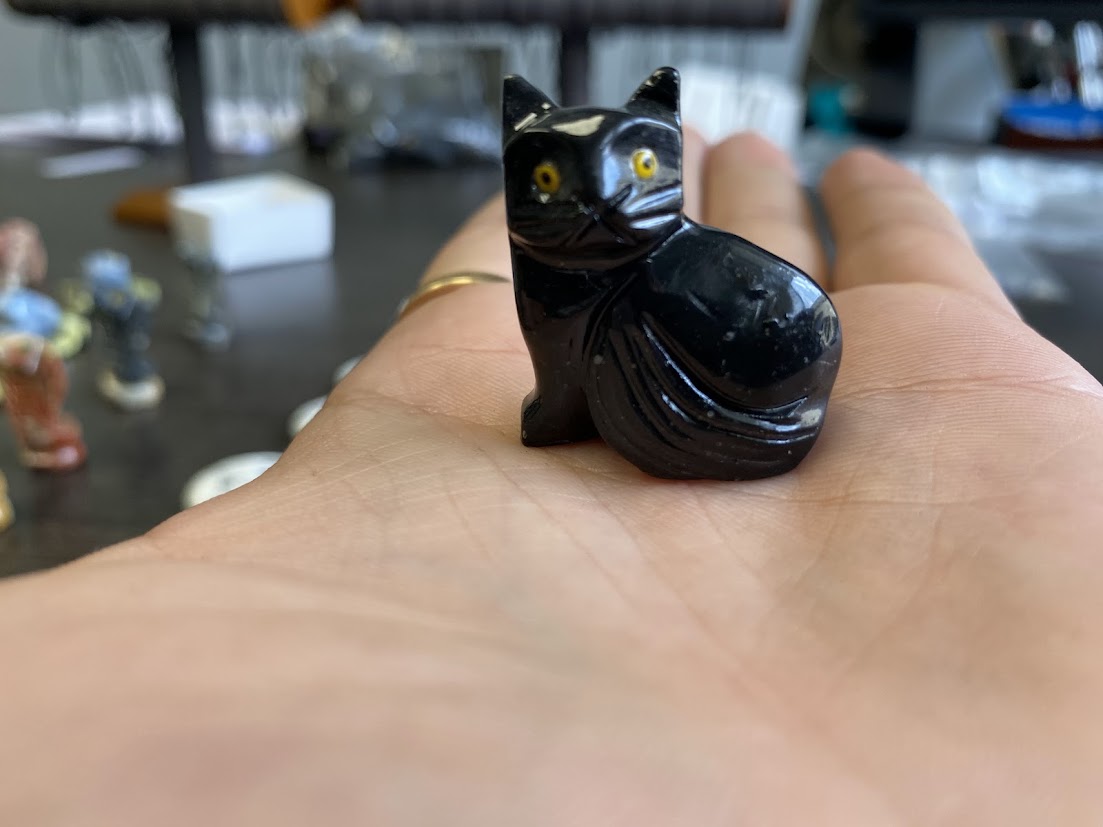Onyx Black Cat Carvings