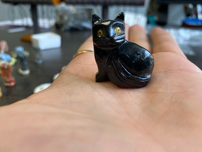 Onyx Black Cat Carvings