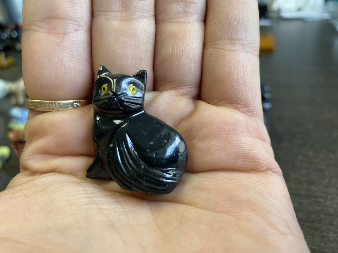 Onyx Black Cat Carvings