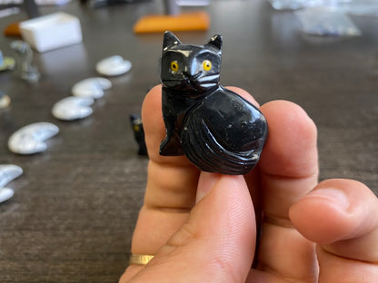 Onyx Black Cat Carvings