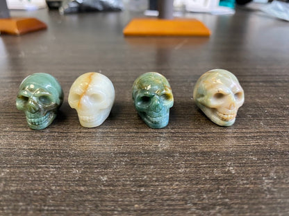 Moss Agate Skull Carvings