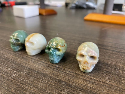 Moss Agate Skull Carvings